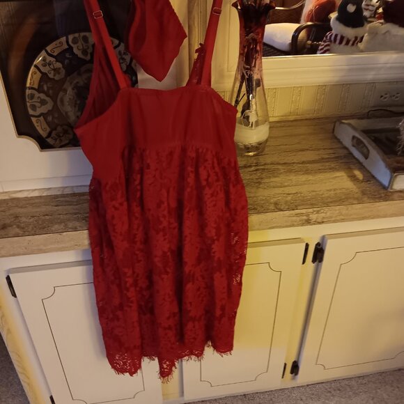 Lane Bryant red lace nightgown and thong panty - Picture 3 of 3